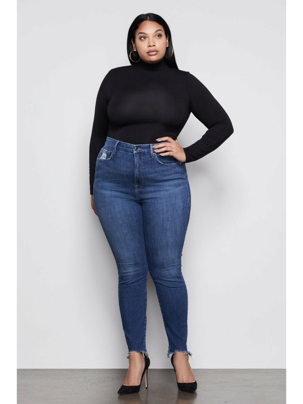 NWT 2X Good American Ruched Mock Neck Bodysuit Black - 5